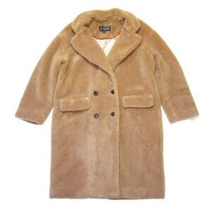 NWT J.Crew Relaxed Topcoat in Teddy Brown Sherpa Blend Furry Cozy Coat Jacket M